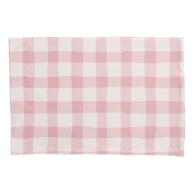 Cute Chequerboard Chequered Pattern Shades of Pink Pillowcase (Front)
