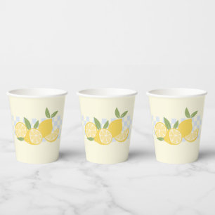 Cute Chequered Fresh Summer Lemons   Paper Cups