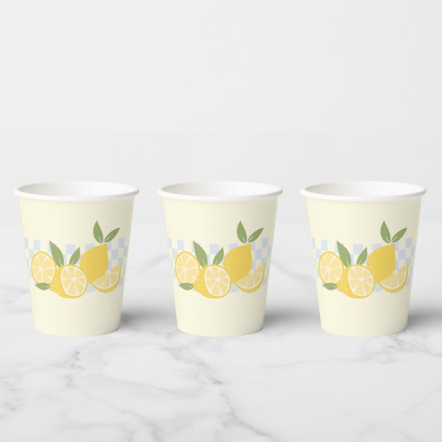 Cute Chequered Fresh Summer Lemons   Paper Cups (Multi)