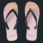 Cute Chequered Pink Orange Summer Thongs<br><div class="desc">Cute Chequered Pink Orange Summer Flip Flops</div>