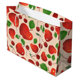 Cute Cherries Fruit Pattern Large Gift Bag