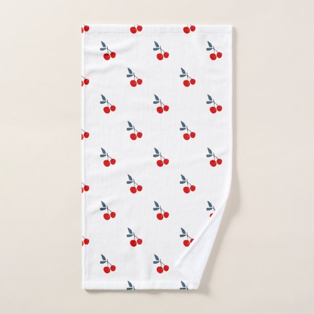 Cute cherries simple red white hand towel  (Hand Towel)