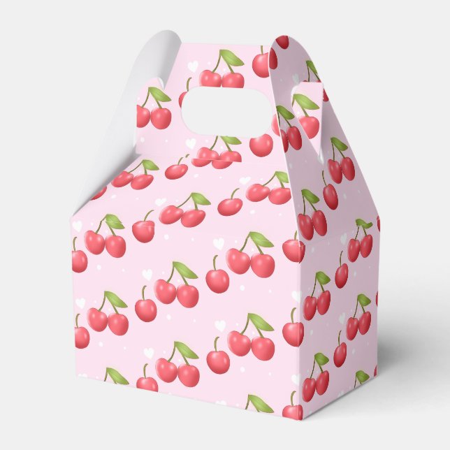 Cute Cherry 1st Birthday Party Favour Box (Front Side)
