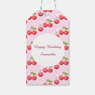 Cute Cherry 1st Birthday Party Gift Tags