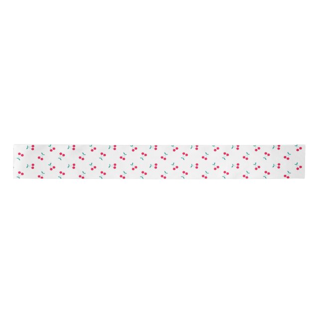 Cute Cherry Aesthetic Cherries Pattern White  Satin Ribbon (Front)