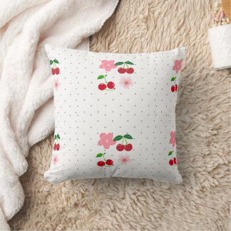 Cute Cherry and Blossom Pattern Wrapping Paper Cushion