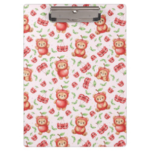 Cute Cherry Bear and Fruit Seamless Pattern Clipboard