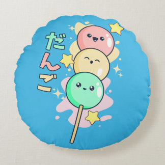 Cute Cherry Blossom Dumplings Round Cushion