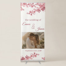 Cute Cherry blossom Photo Wedding Welcome Banner