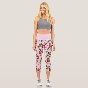 Cute Cherry Bow floral Pattern  Capri Leggings
