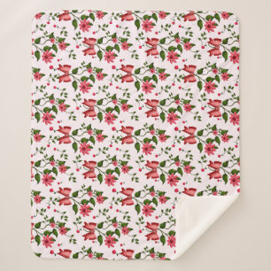 Cute Cherry Bow Pattern Red Aesthetic Coquette Sea Sherpa Blanket