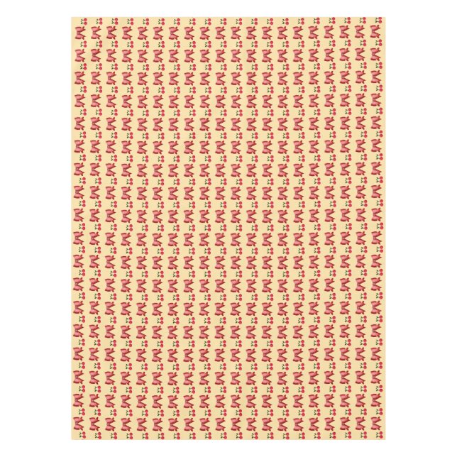 Cute Cherry Bow Seamless Pattern Pink Aesthetic Ka Tablecloth (Front)