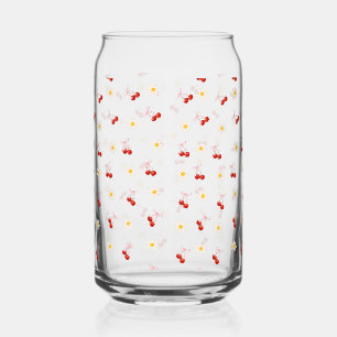  Cute Cherry bow with floral  Can Glass