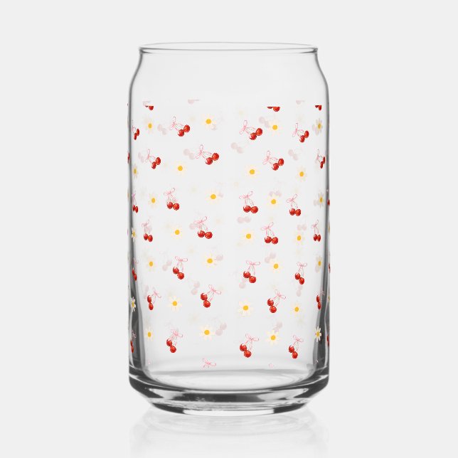  Cute Cherry bow with floral  Can Glass (Right)