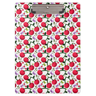 Cute Cherry Butterfly Pattern, Glossy Kawaii Fruit Clipboard