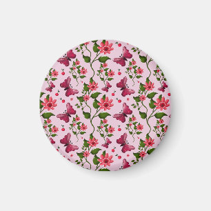 Cute Cherry Butterfly Pattern, Glossy Kawaii Fruit Magnet