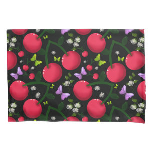 Cute Cherry Butterfly Pattern, Glossy Kawaii Fruit Pillowcase