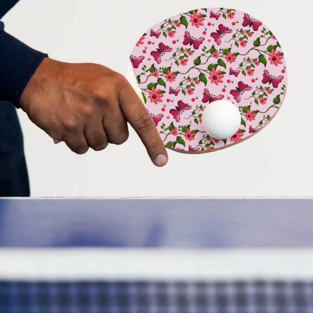 Cute Cherry Butterfly Pattern, Glossy Kawaii Fruit Ping Pong Paddle (Insitu)