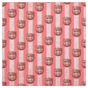 Cute Cherry Chocolate Teddy Bear and Stripe Fabric