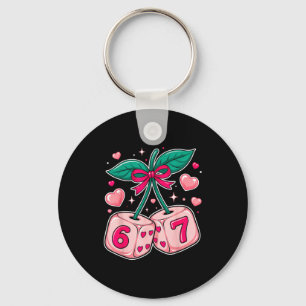 Cute Cherry Dice Valentine Pink Kawaii 67 Meme Sty Key Ring