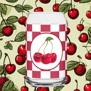 Cute cherry fruit lovers kitchen can glass