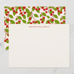 Cute Cherry Fruit Watercolor Pattern Personalised Card