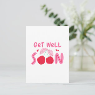 Cute Cherry Get Well Soon Postcard