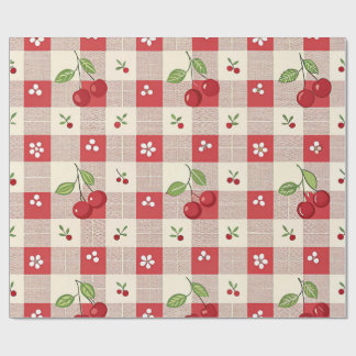 Cute Cherry Gingham Wrapping Paper