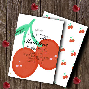 Cute Cherry Hand Drawn Sweet Birthday  Invitation
