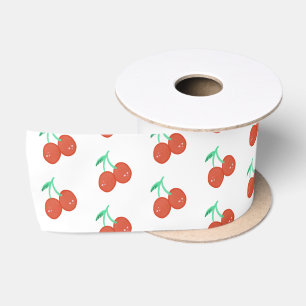 Cute Cherry Hand Drawn Sweet Birthday Red Satin Ribbon