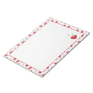 Cute Cherry Hearts Boho Scandinavian Valentine Notepad