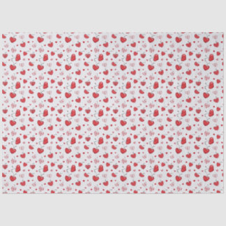 Cute Cherry Hearts Boho Scandinavian Valentine Tissue Paper