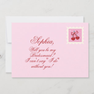 Cute Cherry Letter Bridesmaid Card