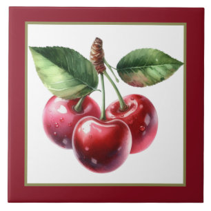Cute cherry lovers kitchen ceramic tile
