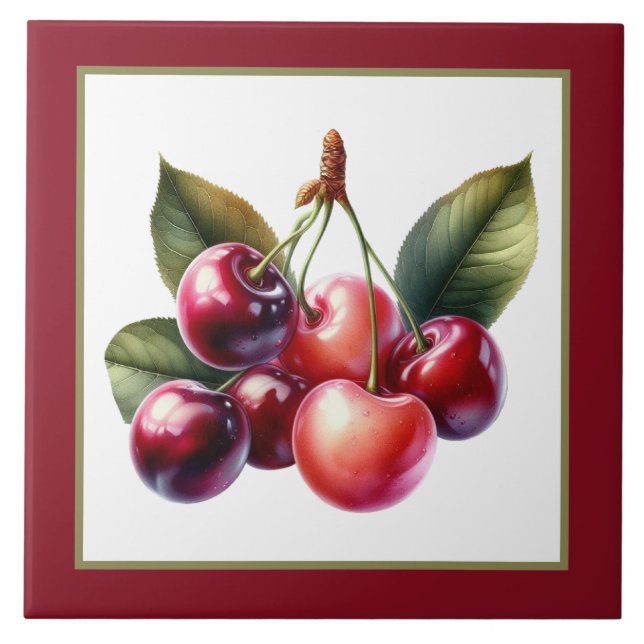 Cute cherry lovers kitchen  ceramic tile (Front)