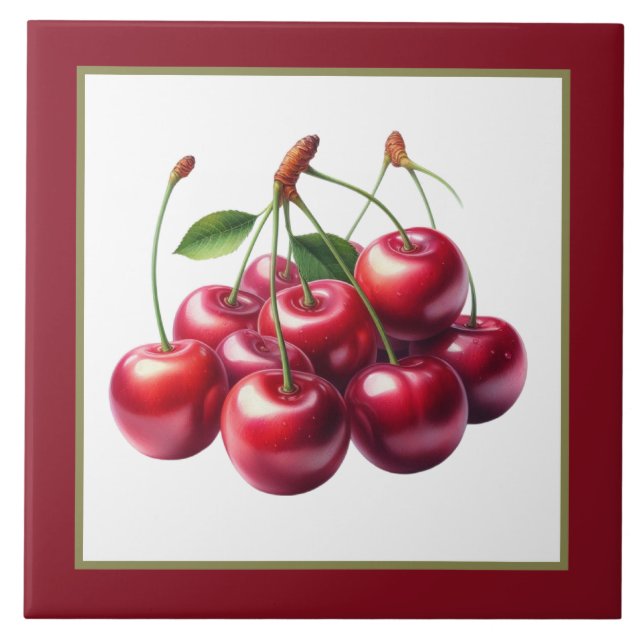 Cute cherry lovers kitchen  ceramic tile (Front)