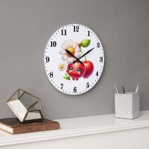 Cute cherry lovers kitchen  large clock