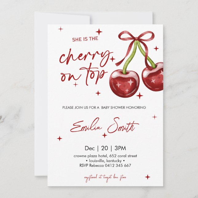 Cute Cherry on Top Baby shower Invitation (Front)