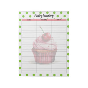 Cute Cherry Pantry Inventory List Notepad