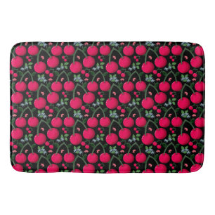 Cute Cherry Pattern Aesthetic Red Cherry Seamles Bath Mat