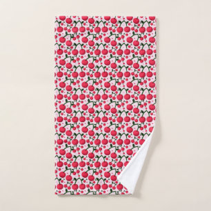 Cute Cherry Pattern Aesthetic   Red Cherry Seamles Hand Towel