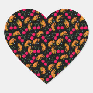 Cute Cherry Pattern Aesthetic   Red Cherry Seamles Heart Sticker