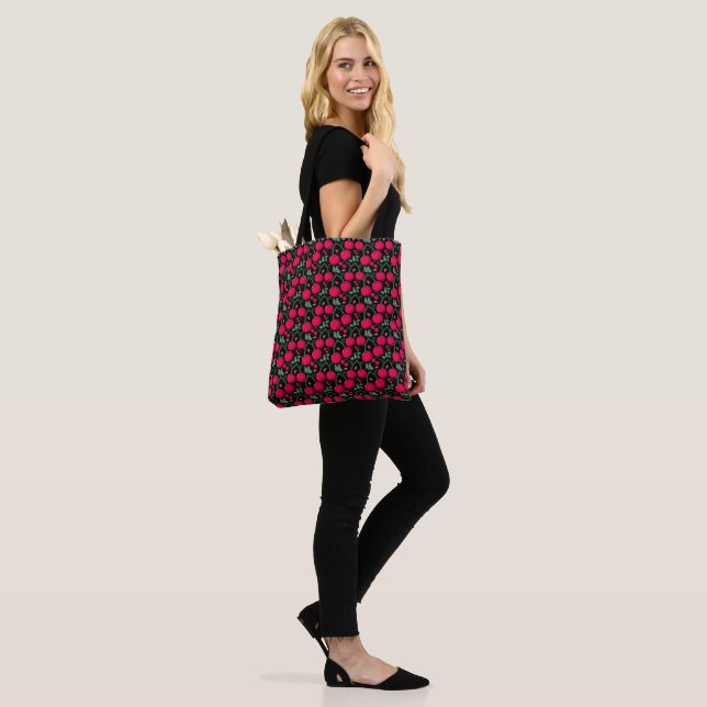 Cute Cherry Pattern Aesthetic | Red Cherry Seamles Tote Bag (On Model)