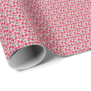 Cute Cherry Pattern Aesthetic   Red Cherry Seamles Wrapping Paper