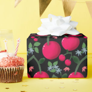 Cute Cherry Pattern Aesthetic   Red Cherry Seamles Wrapping Paper