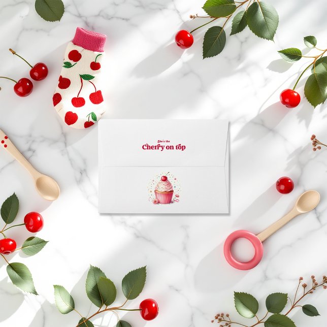 Cute Cherry Pattern Cherry On Top Baby Shower Envelope (Cute Cherry Pattern Cherry On Top Baby Shower Envelope)