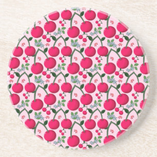 Cute Cherry  Pattern, Glossy Kawaii Fruit Coaster