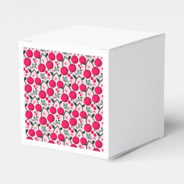Cute Cherry  Pattern, Glossy Kawaii Fruit Favour Box (Front Side)