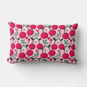 Cute Cherry  Pattern, Glossy Kawaii Fruit Lumbar Cushion