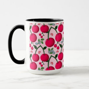 Cute Cherry  Pattern, Glossy Kawaii Fruit Mug